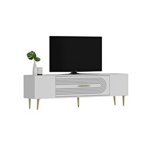 Dekol3ct Tv Sehpasi Beyaz-Altın