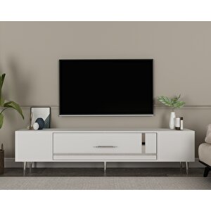 Dekop1ct Tv Sehpasi  Beyaz-Gümüş Beyaz-Gümüş