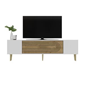 Dekol3ct Tv Sehpasi Beyaz-Safirmeşe-Altın Safirmeşe-Altın