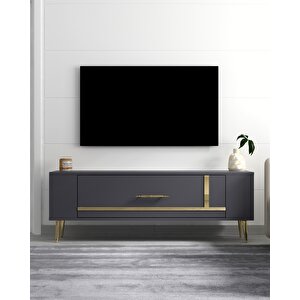 Retrop1ct Tv Sehpasi Antrasit-Altın Antrasit Gold