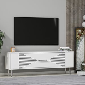 Retrol1ct  Tv Sehpasi Beyaz-Gümüş Beyaz-Gümüş