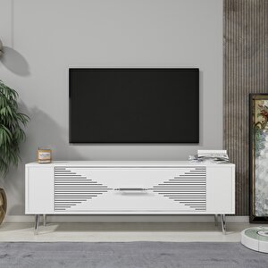 Retrol1ct  Tv Sehpasi Beyaz-Gümüş Beyaz-Gümüş