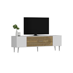 Dekol3ct Tv Sehpasi Beyaz-Safirmeşe-Gümüş