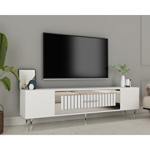 Dekolp3ct Tv Sehpasi Beyaz-Gümüş Beyaz-Gümüş