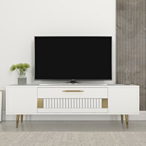 Fashi̇onn Tv Sehpasi ( Alt Modül) Beyaz-Altın Beyaz-Altın