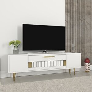 Fashi̇onn Tv Sehpasi ( Alt Modül) Beyaz-Altın Beyaz-Altın