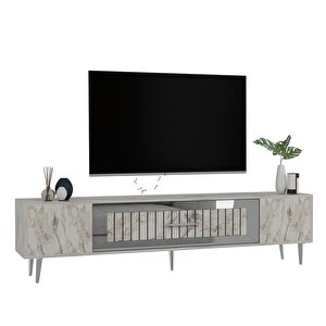 Dekolp3ct Tv Sehpasi Efesmermer-Gümüş