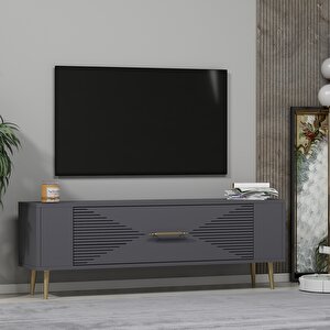 Retrol1ct  Tv Sehpasi Antrasit-Altın Antrasit Gold