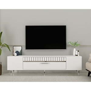 Dekolp1ct Tv Sehpasi Beyaz-Gümüş Beyaz-Gümüş