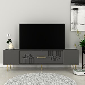 Dekol2ct Tv Sehpasi Antrasit-Altın Antrasit Gold