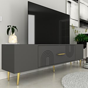 Dekol2ct Tv Sehpasi Antrasit-Altın Antrasit Gold