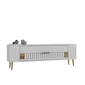 Retrolp4ct Tv Sehpası Beyaz-Altın