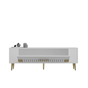 Retrolp4ct Tv Sehpası Beyaz-Altın