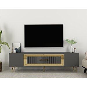 Dekolp3ct Tv Sehpasi Antrasit-Altın Antrasit Gold