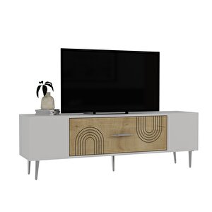 Dekol2ct Tv Sehpasi Beyaz-Safirmeşe-Gümüş