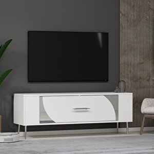 Retrop2ct Tv Sehpası Beyaz-Gümüş