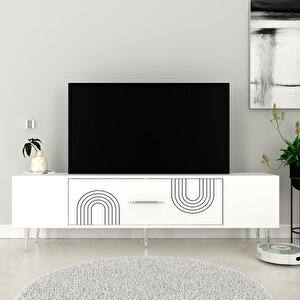 Dekol2ct Tv Sehpasi Beyaz-Gümüş Beyaz-Gümüş
