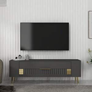 Retrolp4ct Tv Sehpası Antrasit-Altın Antrasit Gold