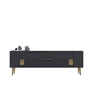 Retrolp4ct Tv Sehpası Antrasit-Altın Antrasit Gold