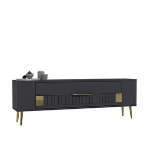 Retrolp4ct Tv Sehpası Antrasit-Altın