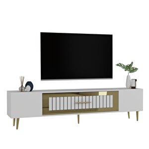 Dekolp3ct Tv Sehpasi Beyaz-Altın