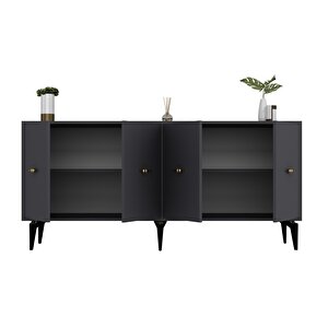 Si̇ntaa 180 Cm  Şömi̇neli̇(b)  Tv Üni̇tesi̇, Konsol(kx180)  Ve Orta Sehpa Salon Takimi Antrasit-Antrasit