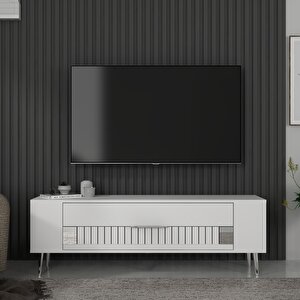 Retrolp4ct Tv Sehpası Beyaz-Gümüş Beyaz-Gümüş