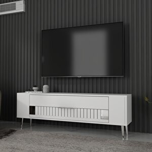 Retrolp4ct Tv Sehpası Beyaz-Gümüş Beyaz-Gümüş
