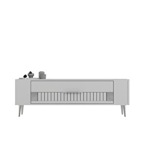 Retrolp4ct Tv Sehpası Beyaz-Gümüş Beyaz-Gümüş