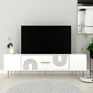 Dekol2ct Tv Sehpasi Beyaz-Altın Beyaz gold