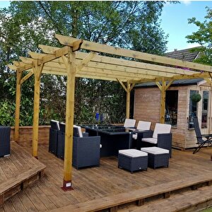 Iahşap Veranda Ahşap Pergole Veranda Kamelya P1 600x300 cm