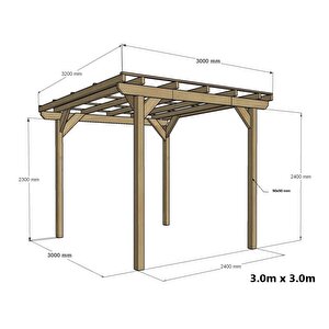 Iahşap Veranda Ahşap Pergole Veranda Kamelya P4 400x300 cm