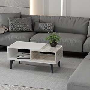 Flyy 180 Cm Şömi̇neli̇(b) Tv Üni̇tesi̇, Konsol(kx180) Ve Orta Sehpa Salon Takimi Beyaz-Efesmermer