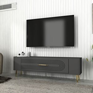 Retrol3ct Tv Sehpası Antrasit-Altın Altın-Antrasit