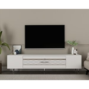 Dekolp2ct Tv Sehpasi Beyaz-Gümüş Beyaz-Gümüş