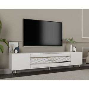 Dekolp2ct Tv Sehpasi Beyaz-Gümüş Beyaz-Gümüş