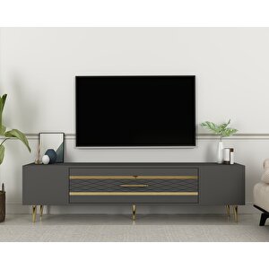 Dekolp2ct Tv Sehpasi Antrasit-Altın Antrasit Gold