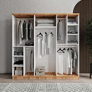 Ücretsiz Montaj Rosa 6 Kapaklı Komple Mdf Gardırop - Elbise Dolabı