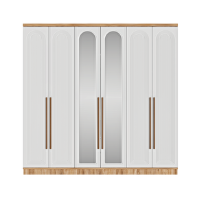 Rosa 6 Kapaklı Aynalı Komple Mdf Gardırop - Elbise Dolabı