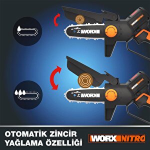 Wg325e 20volt 2.0ah Li-ion 12cm Profesyonel Şarjlı Kömürsüz Zincirli Testere