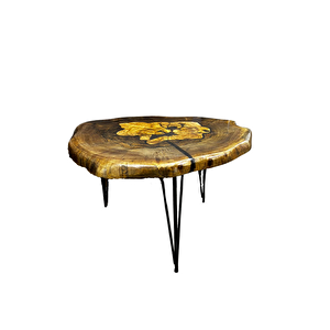 Ceviz İçi Zeytin Kakma Sehpa 82x73x53cm