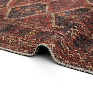 Cool Halı Private Bordo Eskitme Vintage Halı Etnik Desen Dokuma Şönil Halı Yıkanabilir Salon Halısı