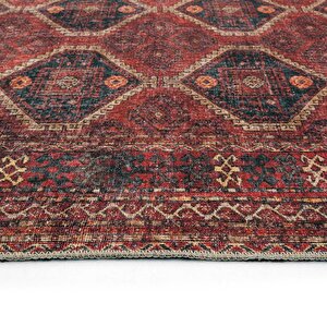 Cool Halı Private Bordo Eskitme Vintage Halı Etnik Desen Dokuma Şönil Halı Yıkanabilir Salon Halısı