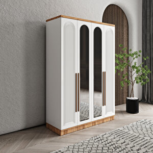 Ücretsiz Montaj Rosa 4 Kapaklı Aynalı Komple Mdf Gardırop - Elbise Dolabı