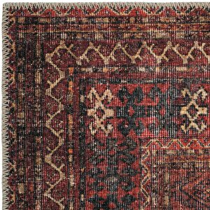 Cool Halı Private Bordo Eskitme Vintage Halı Etnik Desen Dokuma Şönil Halı Yıkanabilir Salon Halısı