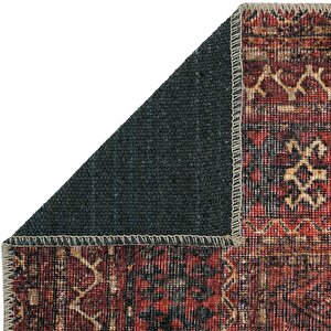 Cool Halı Private Bordo Eskitme Vintage Halı Etnik Desen Dokuma Şönil Halı Yıkanabilir Salon Halısı