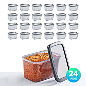 24'lü Set Skali Dikdörtgen Saklama Kabı Antrasit 1210 Ml