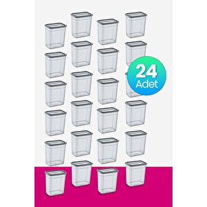 24'lü Setskali Dikdörtgen Saklama Kabı Antrasit 2350 Ml