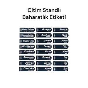6 Lı Standlı Kendinden Yapışkanlı Kapaklı Kaşıklı Baharatlık Takımı -etiketli Baharatlık