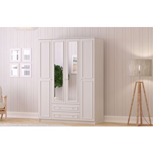 Lina Country 4 Kapak 2 Çekmeceli Aynalı Gardırop 182 cm
